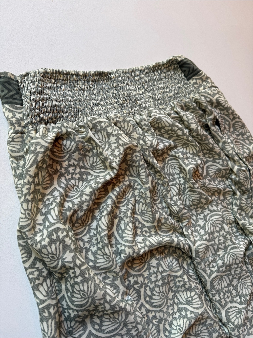 Chai Silk Blend Wide Leg Slit Side Haram Palazzo Culotte Pants, Green, Size M - Picture 3 of 9